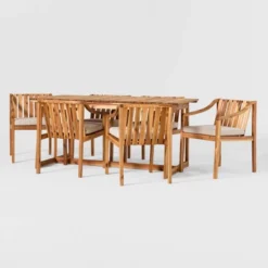 7pc Modern Slatted Wood Outdoor Dining Set - Saracina Home -Furniture Store GUEST 004dfb25 1c23 4390 ab30 32ab6c6abcb4