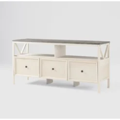 Farmhouse 3 Drawer Wood TV Stand For TVs Up To 65" - Saracina Home -Furniture Store GUEST 0072dd60 ce7c 4443 ae39 8934a2c1febb