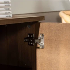 58" Modern Boho Solid Pine Wood Closed Storage Sideboard Brown - Saracina Home -Furniture Store GUEST 025a4b7b 223f 4cc7 b935 d1178e47d623