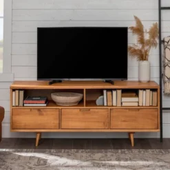 Cara Mid-Century Modern 3 Drawer TV Stand For TVs Up To 65" - Saracina Home -Furniture Store GUEST 0382d846 581a 4903 9ef0 400ed4eadf41