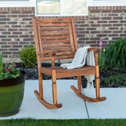 Bamberg Transitional Acacia Wood Outdoor Rocking Chair - Saracina Home