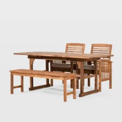 Ravenscroft 4pc Extendable Acacia Wood Outdoor Dining Set - Saracina Home -Furniture Store GUEST 05ab73f4 1340 427a b6c1 e995012a08c6
