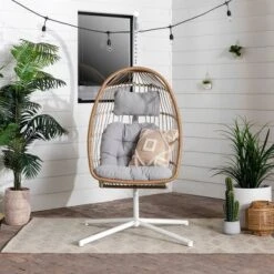 Toluca Hanging Outdoor Boho Egg Chair With Cushion - Saracina Home -Furniture Store GUEST 05e77d11 5bc0 4aed 8be6 80ea07404972