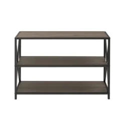 25.62" X Frame Metal And Wood Media Bookshelf - Saracina Home -Furniture Store GUEST 065c78e4 6b9d 4b4f 9b9d dca91f9fd7a7