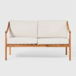 Saracina Home Mid-Century Modern Slatted Acacia Outdoor Bench With Cushions -Furniture Store GUEST 068799d8 e746 42bf af05 c3a590ca4c43