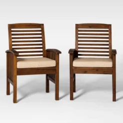 2pk Acacia Wood Patio Chairs With Cushions - Saracina Home -Furniture Store GUEST 06cfae64 d30b 448b b17c 0adbbfba89ad