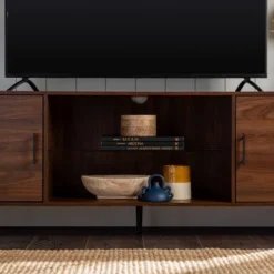 2 Door Mid-Century Modern Wood Storage TV Stand For TVs Up To 80" - Saracina Home -Furniture Store GUEST 0c083b88 b4b8 4267 89b0 b99f64195a36