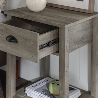 June Rustic Transitional Square Nightstand With Lower Shelf - Saracina Home 8 June Rustic Transitional Square Nightstand With Lower Shelf - Saracina Home - Image 8