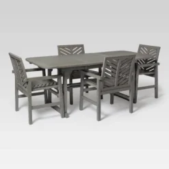 5pc Slatted Extendable Acacia Wood Patio Dining Set - Saracina Home -Furniture Store GUEST 1180b99e 29f9 4ec7 9106 c492deb0dc52