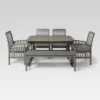 Ravenscroft 6pc Acacia Wood Patio Dining Set With Bench - Gray Wash - Saracina Home