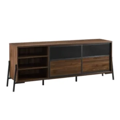 Modern Industrial Metal Mesh Sliding Door TV Stand For TVs Up To 80" Dark Walnut - Saracina Home 7 Modern Industrial Metal Mesh Sliding Door TV Stand For TVs Up To 80" Dark Walnut - Saracina Home -Furniture Store GUEST 19576ed8 6a11 4615 a839 c8528b30ba26