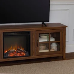 Tasi Transitional Farmhouse Glass Window Pane Door With Electric Fireplace TV Stand For TVs Up To 80" - Saracina Home -Furniture Store GUEST 1b7e41d8 8ce5 4d62 aab3 807810439b3d