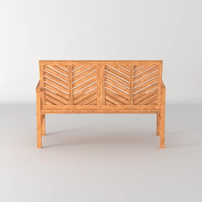 Slatted Chevron Acacia Wood Patio Loveseat – Saracina Home 4 Slatted Chevron Acacia Wood Patio Loveseat – Saracina Home - Image 4