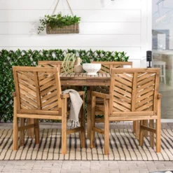5pc Slatted Chevron Acacia Wood Patio Dining Set - Saracina Home -Furniture Store GUEST 20f2dc73 f40a 420a 99ac 931b68bf64e3