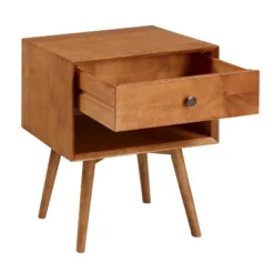 Greenberg 1 Drawer Mid-Century Modern Solid Wood Nightstand - Saracina Home -Furniture Store GUEST 25bb5c69 0a6c 4e3a b08f c7d8cbe3669c