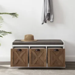 Farmhouse 40" 3 Drawer Storage Bench With Cushion - Saracina Home -Furniture Store GUEST 25e5f424 f281 4507 b17a 014bdc2a8834