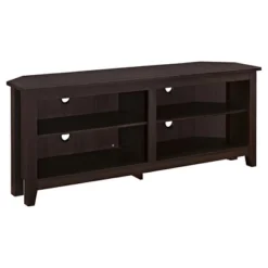 Transitional 4 Cubby Wood Open Storage Corner TV Stand For TVs Up To 65" - Saracina Home -Furniture Store GUEST 276ce2aa 26a7 4261 89df d38632d1ab85