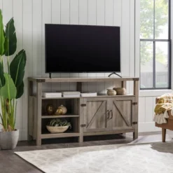 2 Door Farmhouse Highboy TV Stand For TVs Up To 65" Gray Wash - Saracina Home -Furniture Store GUEST 2a250b14 d131 4a46 9090 6a4711a2044b