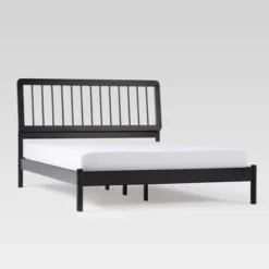 Saracina Home Queen MidCentury Modern Solid Wood Bed With Framed Spindle Headboard -Furniture Store GUEST 2bdfe622 98fd 450e b2ba 28c10e08a739