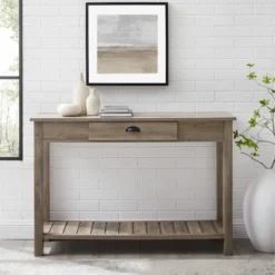 June Rustic Farmhouse Entry Table With Lower Shelf Gray Wash - Saracina Home -Furniture Store GUEST 2d962bd5 df42 4083 8914 633d4481e956