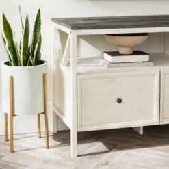 Farmhouse 3 Drawer Wood TV Stand For TVs Up To 65" - Saracina Home -Furniture Store GUEST 31eff10a 5528 4bba 98ac 4d2069368764