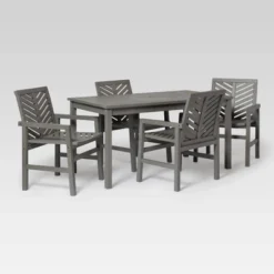 5pc Slatted Chevron Acacia Wood Patio Dining Set - Saracina Home -Furniture Store GUEST 3532f1a3 85f3 42b2 b36d 7fefcb3640cd