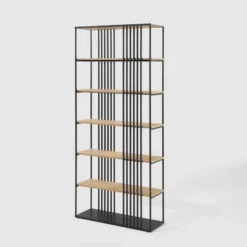 79" Modern 6 Shelf With Metal Bar Bookcase Coastal Oak/Black - Saracina Home 10 79" Modern 6 Shelf With Metal Bar Bookcase Coastal Oak/Black - Saracina Home -Furniture Store GUEST 357dd387 1fbd 46e5 a3f1 33f20fcef85e