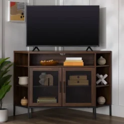Corner TV Stand For TVs Up To 55" With Metal Mesh Doors - Saracina Home -Furniture Store GUEST 37c2fa85 ab08 4b35 a28d 41518b8299c5