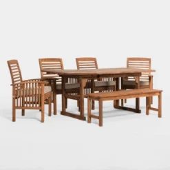 Ravenscroft 6pc Acacia Wood Patio Dining Set With Cushions - Saracina Home -Furniture Store GUEST 3becc04d 78d6 4593 acae d24ff29e746c
