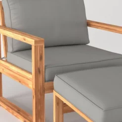 Galia 2pc Square Leg Acacia Wood Chair And Ottoman With Cushions - Brown - Saracina Home -Furniture Store GUEST 3de53d41 3e21 483c b5fd dd00d2e5b95e