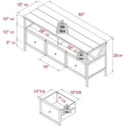 Farmhouse 3 Drawer Wood TV Stand For TVs Up To 65" - Saracina Home -Furniture Store GUEST 40d5f612 f4e7 48b3 8586 affcd4996633