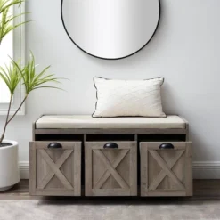 Farmhouse 40" 3 Drawer Storage Bench With Cushion - Saracina Home -Furniture Store GUEST 41dfbb10 4a84 4b44 8b87 b6d5d31a0ceb