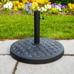 Rashida Round Lattice Weave Umbrella Stand - Saracina Home -Furniture Store GUEST 441a417b d165 4a85 8050 b85d52c0231e