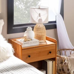 Katie Transitional Tray Top 1 Drawer Solid Wood Nightstand Caramel - Saracina Home 29 Katie Transitional Tray Top 1 Drawer Solid Wood Nightstand Caramel - Saracina Home -Furniture Store GUEST 473a0beb 225b 424c b132 05231b18184c