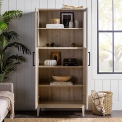 68" Boho Modern Tall Storage Wood Cabinet - Saracina Home -Furniture Store GUEST 49c7bfc0 edc5 436a b23c b117a55b1f55