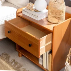 Katie Transitional Tray Top 1 Drawer Solid Wood Nightstand Caramel - Saracina Home 25 Katie Transitional Tray Top 1 Drawer Solid Wood Nightstand Caramel - Saracina Home -Furniture Store GUEST 49cdb3fc 79a7 4f79 aa56 56f294ceb239