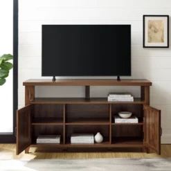 Modern Farmhouse Highboy Double Grooved Door TV Stand For TVs Up To 65" - Saracina Home -Furniture Store GUEST 4df81245 5886 4acc 89bf fe4a93d4f2a4