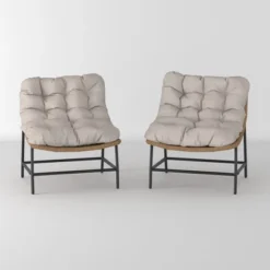 2pk Papasan Scoop Outdoor Patio Chair - Natural - Saracina Home -Furniture Store GUEST 4f90f799 f729 4ef9 9855 358f0a27be20