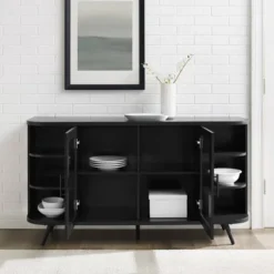 Mid-Century Modern Glass Double Door Curved Sideboard - Saracina Home -Furniture Store GUEST 4fda4073 3ab4 4dc1 9d2b 29da563a6ed9