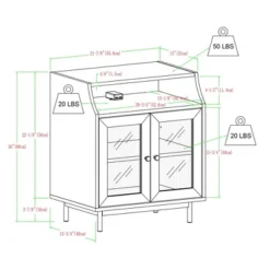 Fluted Glass Double Door Nightstand With USB Port - Saracina Home -Furniture Store GUEST 522310c6 5a37 4d2b a1a1 802d0290778d