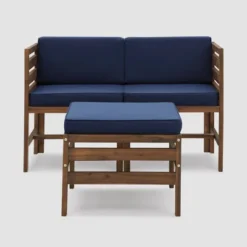 3pc Modular Acacia Wood Patio Chat Set With Cushions - Saracina Home -Furniture Store GUEST 52b769b2 601c 4a9b 998b 9ea4cc3064c7