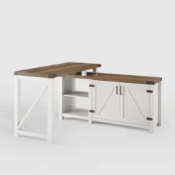 Farmhouse Rustic L Shaped Desk With Storage - Saracina Home -Furniture Store GUEST 548cfd29 f483 449e 9420 48f42153627f