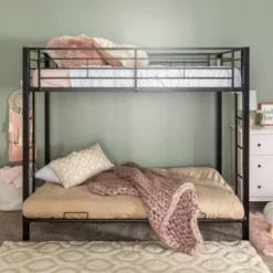 Twin Over Futon Analise Metal Bunk Bed Black - Saracina Home -Furniture Store GUEST 561bd3db cee9 44eb b8a5 0f2ff86da729