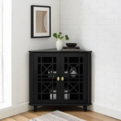 2 Door Corner Accent Cabinet With Fretwork Doors - Saracina Home -Furniture Store GUEST 56432bd0 d98d 41c7 8ca0 8e740f3e8fc7