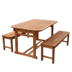 Ravenscroft 3pc Modern Boho Acacia Wood Slat Top Outdoor Dining Set - Saracina Home -Furniture Store GUEST 57b4cbbf fc6d 4808 9aa4 45ac4d52a8c4