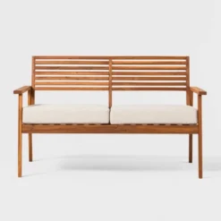 Saracina Home Mid-Century Modern Slatted Acacia Outdoor Bench -Furniture Store GUEST 57d905ae eee3 4700 a9c5 3da145005519