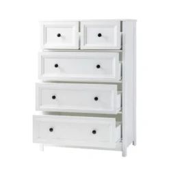 Farmhouse 5 Drawer Grooved Tall Storage Dresser White - Saracina Home 24 Farmhouse 5 Drawer Grooved Tall Storage Dresser White - Saracina Home -Furniture Store GUEST 59730227 3443 4480 9ec0 c768319687fc
