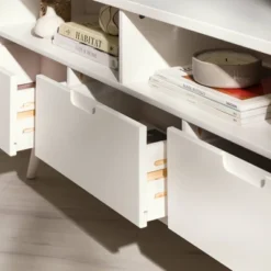 Cara Mid-Century Modern 3 Drawer Corner TV Stand For TVs Up To 58" - Saracina Home -Furniture Store GUEST 59f86cf1 f206 400e beed adf45df367ac