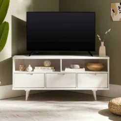 Cara Mid-Century Modern 3 Drawer Corner TV Stand For TVs Up To 58" - Saracina Home -Furniture Store GUEST 5a91e93e d508 4e72 9f59 32f14f024c2a
