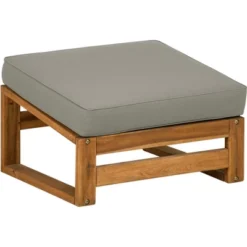 Galia 2pc Square Leg Acacia Wood Chair And Ottoman With Cushions - Brown - Saracina Home -Furniture Store GUEST 5c6ac659 1ca2 40a2 b2a8 c48f709d346f